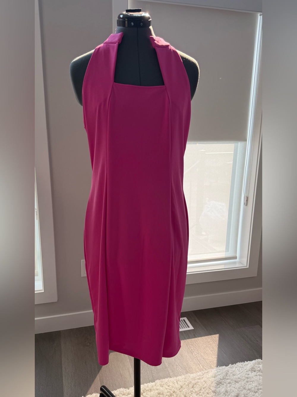 NEW SHEIN Stretch Sleek Halter Bodycon Mini Dress in Bright Pink Size XL - Picture 4 of 6